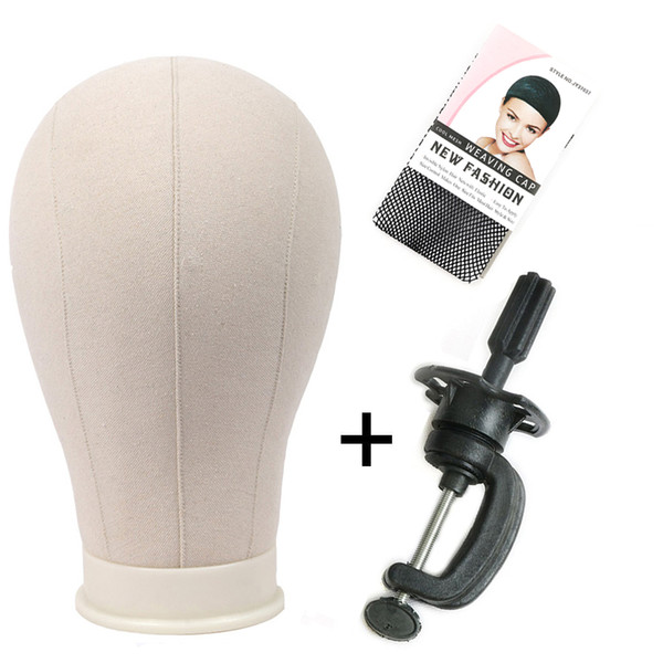 21-25 inch Mannequin Head Cork Canvas Block Head With Stand Wig Display Styling Head With Mount Hole White Color