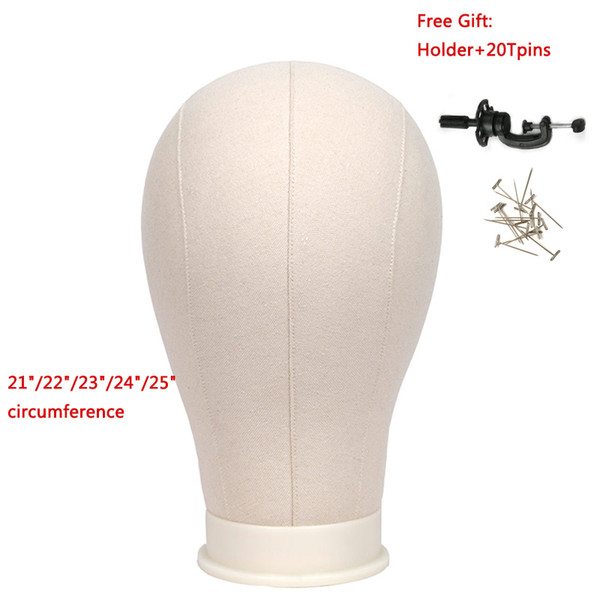 Canvas Block Head for Wig Display Making Styling Professional Manequin Block Head With Mount Hole Free Gifts Holder and 20 Tpins