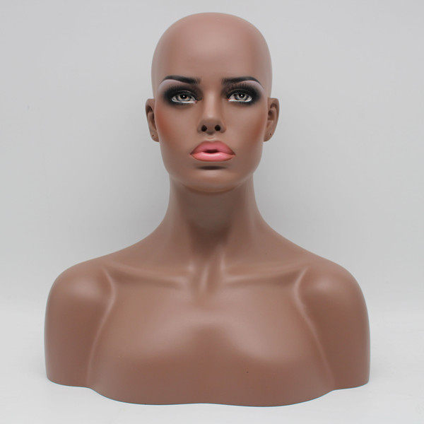 One Piece EMS shipping Fiberglass African American Female Black Mannequin Head Bust For Lace Wigs Display