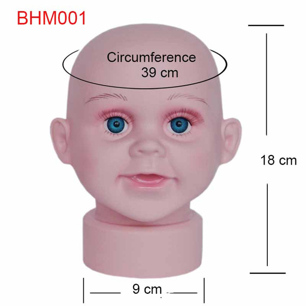 Child Head Model for Crochet Hat Newborn Infant Wigs Glasses Mould Show Stand Display PVC Children Manikin Head with Simulation Eyelashes