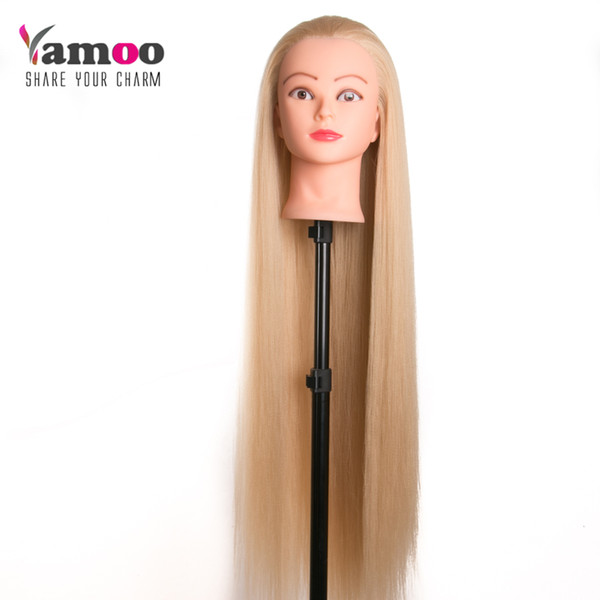 Professional 80cm hairdressing dolls head very long yaki hair Female Mannequin Hairdressing Styling Training Head Mannequin Head