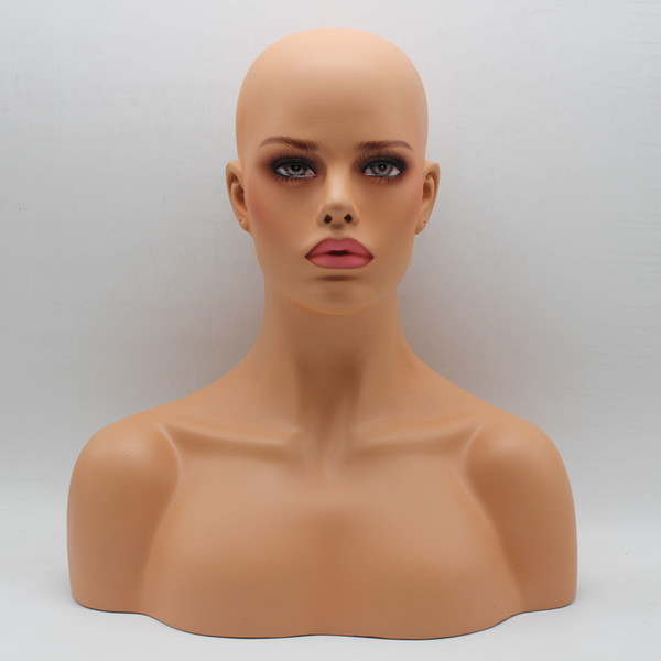 Fiberglass Female Mannequin Head Bust For Lace Wig Jewelry And Hat Display