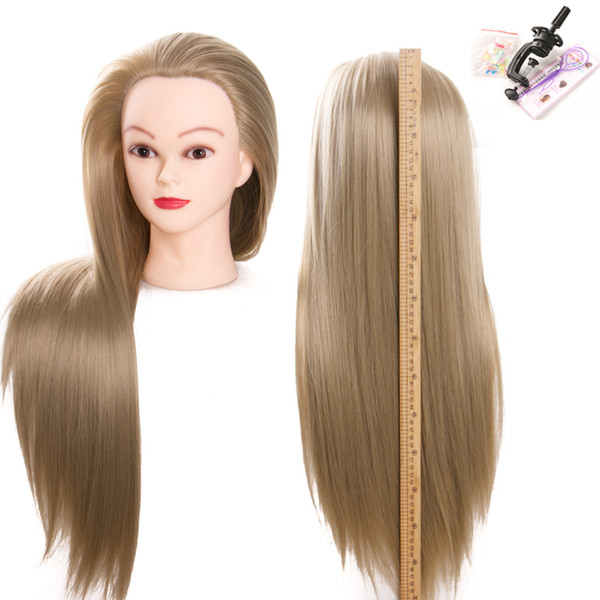 flaxen 70cm 100% Heat Resistant Synthetic Fiber Female hair styling mannequins Head High Quality free shipping training head