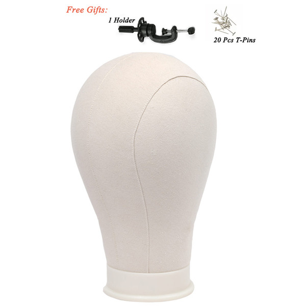 Canvas Block Head Hair Extension/Weft/Wig Display Style Making Mannequin Manikin Head with Stand and T-Pins White 21