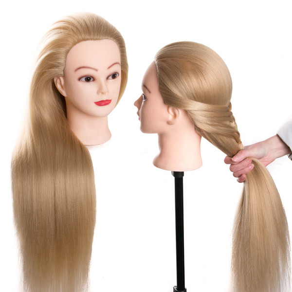 synthetic mannequin head dolls for hairdressers 70 cm hair hairstyles Female Mannequin Hairdressing Styling Training Head bonde