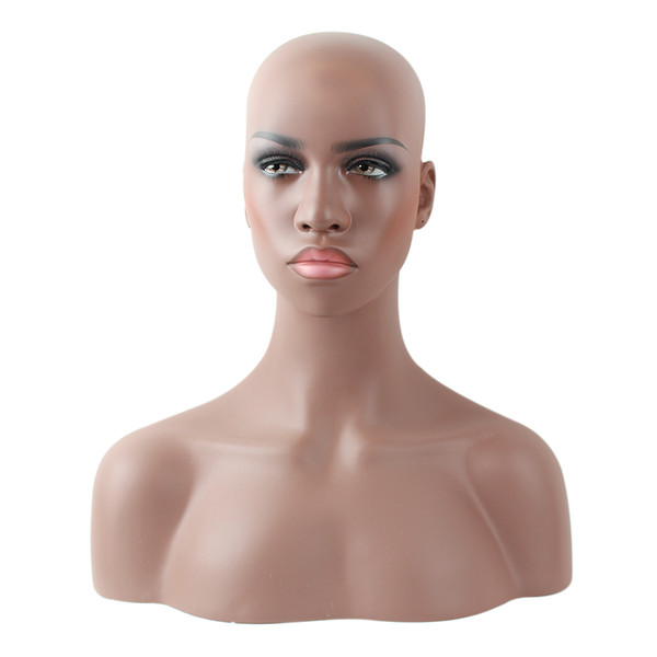 Realistic Female Black Afro-American Fiberglass Mannequin Dummy Head Bust For Lace Wig And Jewelry Display EMS 