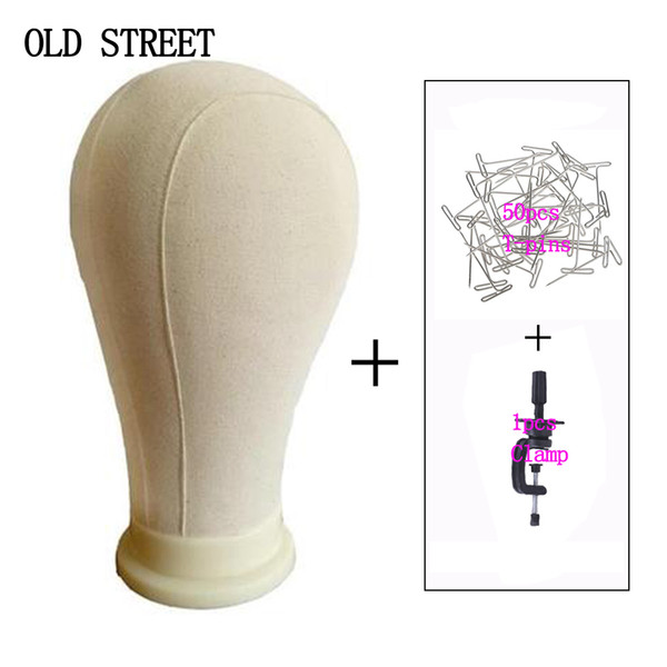 Canvas Block Head for Wig Making Styling and Display Premium Quality Wig Stand Mannequin + Clamp 21