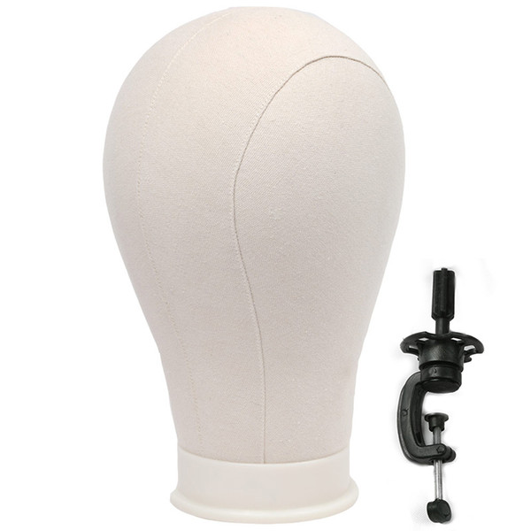 Canvas Block Head with Stand for Wig Display, Making and Styling, Mannequin Head with Mount Hole 21