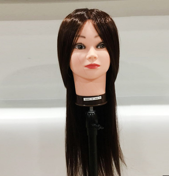 Hot Step Brown 21 Inch Training Head Without Makeup 100% High Temperature Fiber Hairdressing Training Head Mannequin