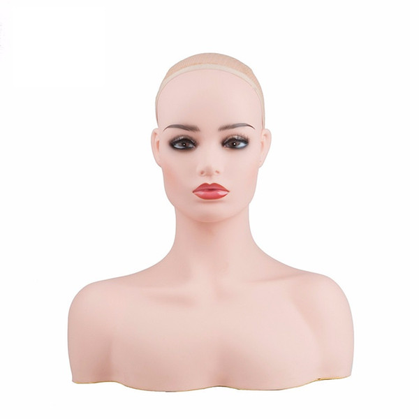 2018 Hot Sale Female Realistic PVC Mannequin Head Bust Sale For Wig Jewelry And Hat Display DC-496