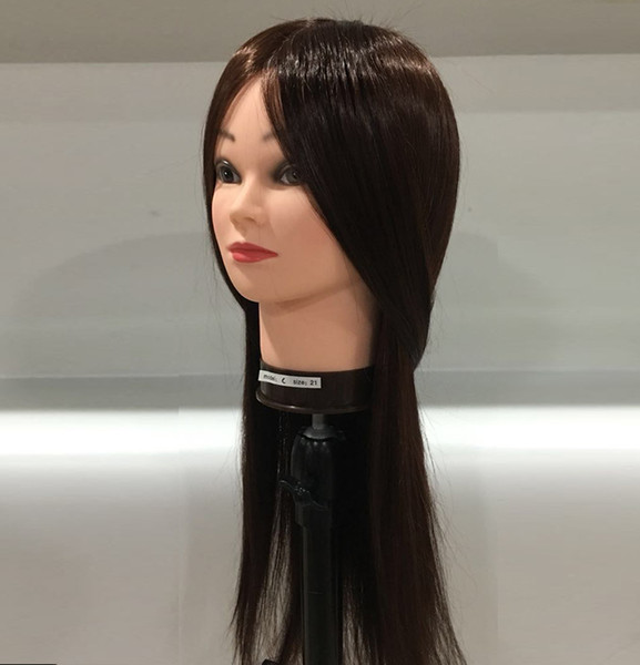 100% real human hair head dolls for hairdressers 16'' black training head professional Mannequin can be curled/dyed