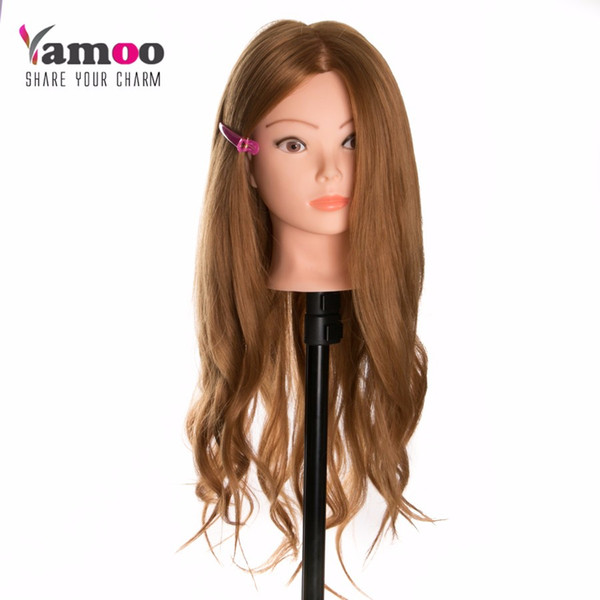 40% Human Hair 60cm hair Training Head blonde For Salon Hairdressing Mannequin Dolls professional styling head can be curled