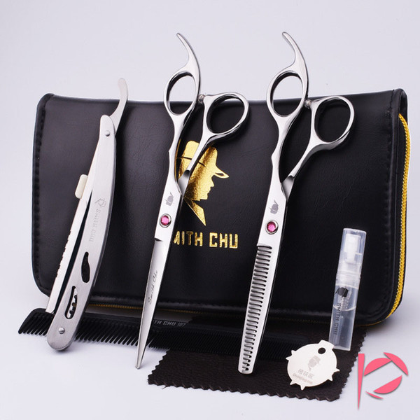 Smith chu 6.0 Inch Professional Hair Cutting & Thinning Scissors Barber Shears 62HRC Hairdressing Set with Hairdressing Bag DHL Free