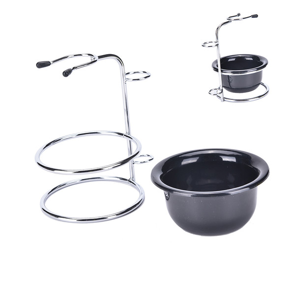 1 Set Shaving Brush Razor Stand Holder Stainless Steel and Black Acrylic Shaving Bowl Mug Set Health Care Wholesale