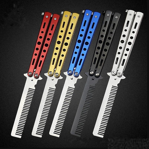 Foldable Stainless Steel Comb Hand Made Hair Pomade Styling Butterfly Comb C-25 Hairdressing Knife Comb For Training