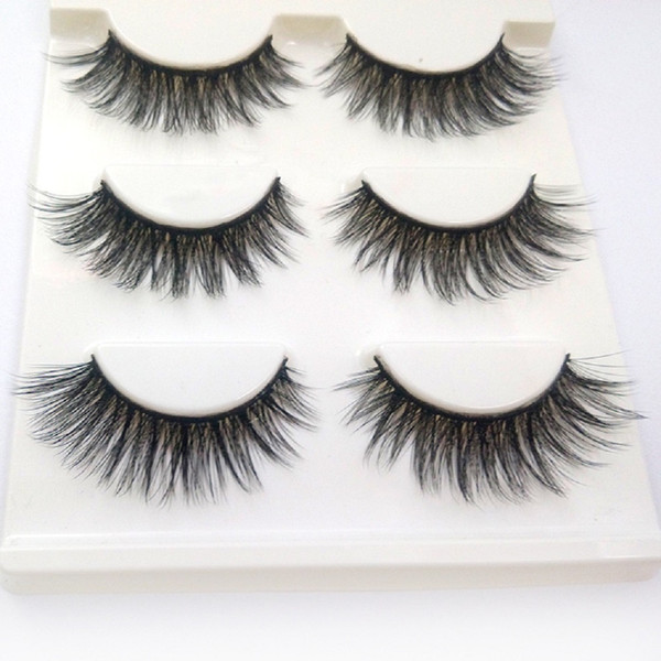 3pairs/Set 100% handmade real mink false eyelash 3D mink lashes thick fake faux eyelashes Makeup beauty 3 SETS WHOLESALE