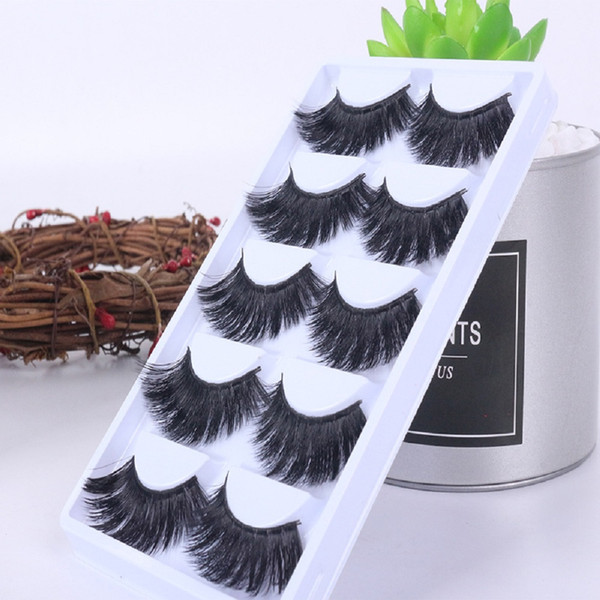 5 pairs Mink False Eyelashes Crisscross Messy Thick Exaggerated Long Fake Eyelashes Stage Romance Makeup Mink Eye Lashes