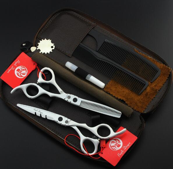 high quality brand 5.5inch 6inch 6CR hair dressing White scissors sets flat teeth shears thinning scissors kits Hair Care & Styling Tools