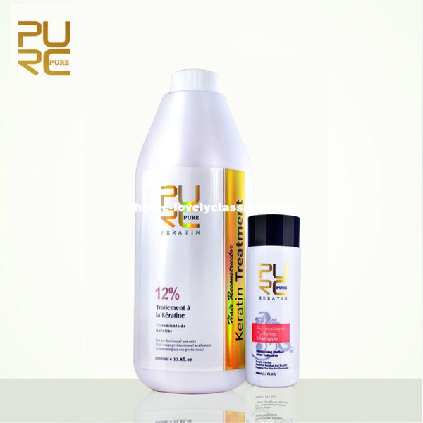 PURE repair and straighten damage hair product 12% formlain 1000ml pure chocolate keratin treatment and purifying shampoo set