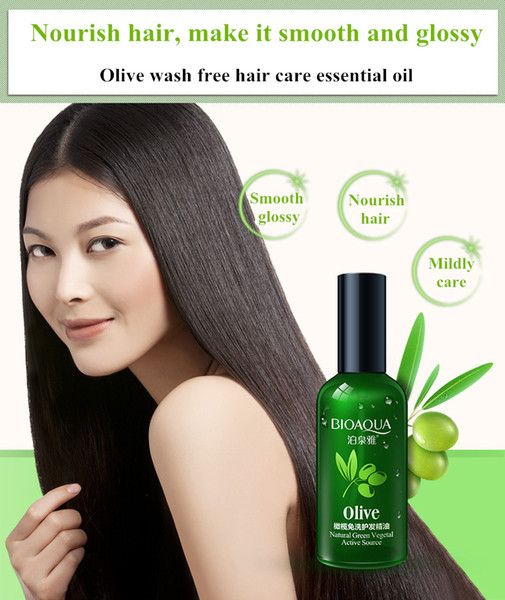 Free shipping 60ml Olive extract wash free hair care essential oil improve dryness smooth glossy nourish and moist hair