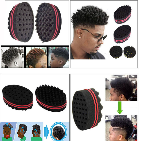 New Oval Double Sides Magic twist hair brush Sponge Brush for Natural afro coil wave dread sponge brushes