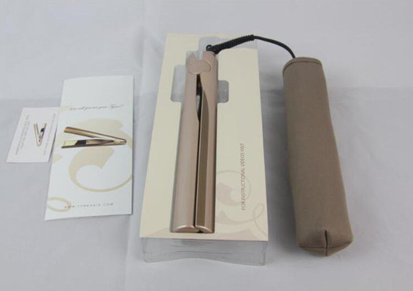 High Quality 2 in 1 Hair curler Hair Straightener Titanium Gold Plate US EU UK plug 1pcs via epacket