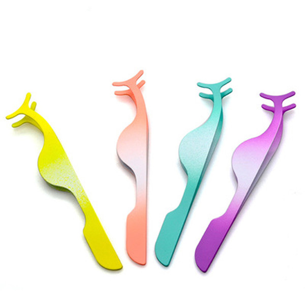 Lashes Tweezers Multi Color Eyelash Extension Tool Stainless Steel Spray Rubber Plastic Multi Function Partial Sticker False Eyelash Curler