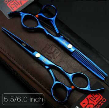 Wholesale 5.5/6 Professional hairdressing scissors hair cutting scissors barber shears thinning scissors for cutting hair 2 pcs+bag