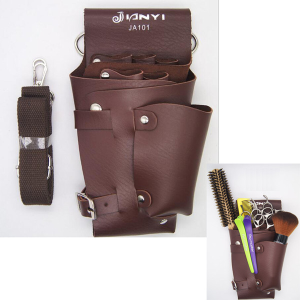 PU Leather Rivet Hair Scissor Clips Bag, Hairdressing Barber Scissor Holster Pouch Holder Case with Waist Shoulder Belt