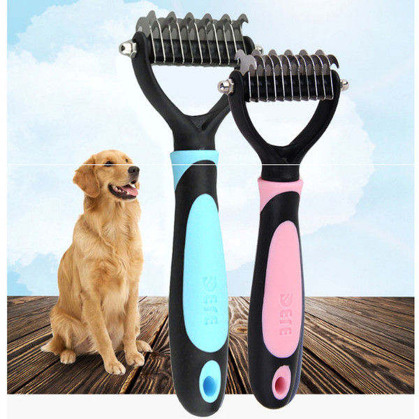 Fashion Dog Pet Blade Grooming Dematting Brush Pet Comb Trimmer Blue and Pink Color Portable Comb