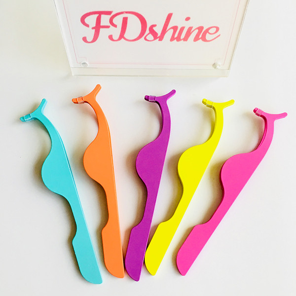 2019 New Lashes Tweezers False Eyelashes MakeupTool Stainless Steel Eye Lash Applicator Tweezers of Multi-colors FDSHINE