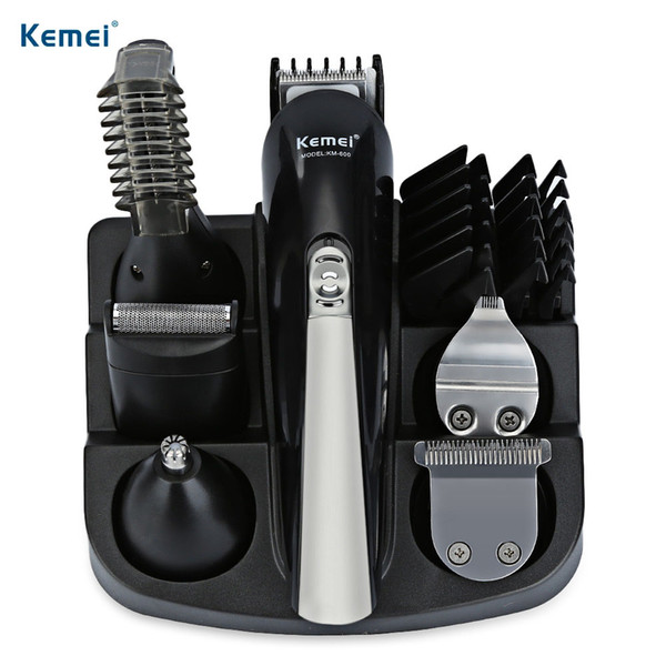 Kemei KM-600 6 in 1 Hair Trimmer Titanium Hair Clipper Electric Shaver Beard Trimmer Men Styling Tools Shaving Machine 100-240v