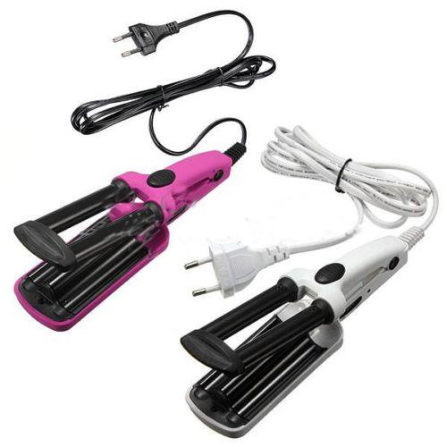 QL-M2 High Quality MINI Convenient Hair Styling Three 3 Barrel Splint Curling Wave Crimper Tongs Curler Iron Tool Makeup