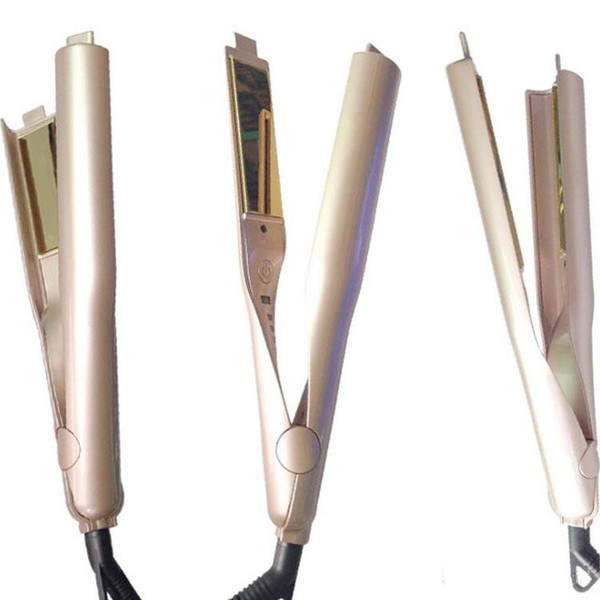 Pro flat iron 2 in 1 Hair curler Hair Straightener Titanium Gold Plate with High Quality US EU UK plug