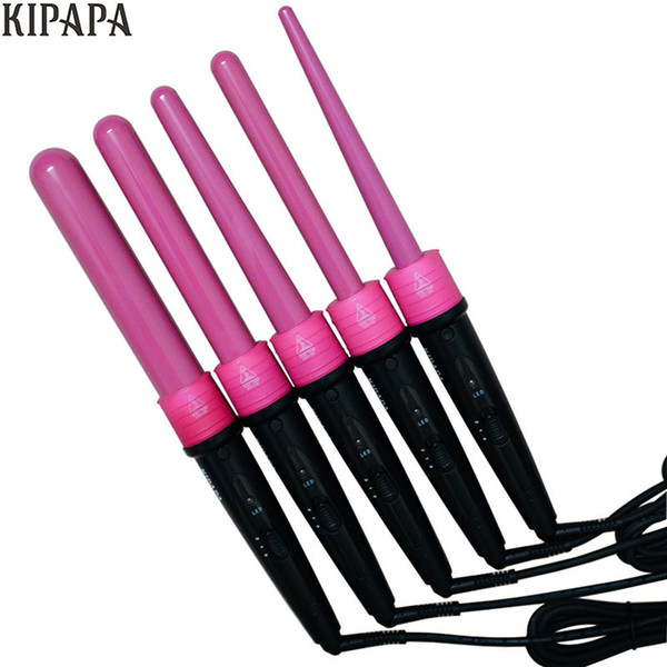 Pink Hair Rollers Interchangable Ceramic Hair Curling Iron Magic Curling Wand Tool 32/25/19/09-18/18-25mm Curler Gift Set