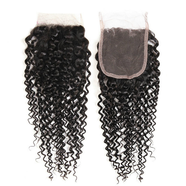 Musi 100% Remy Human Hair Closure Swiss Lace Malaysian Kinky Curly Hair Extension Free Part With Baby Hair For Black Women