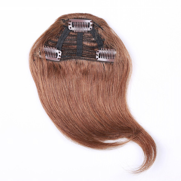 7 Inch Color Black Brown and Blonde Combination Human Hair Extension Fringe Hair Clips in Easy Apply 3 Clips pcs Human Hair Bangs