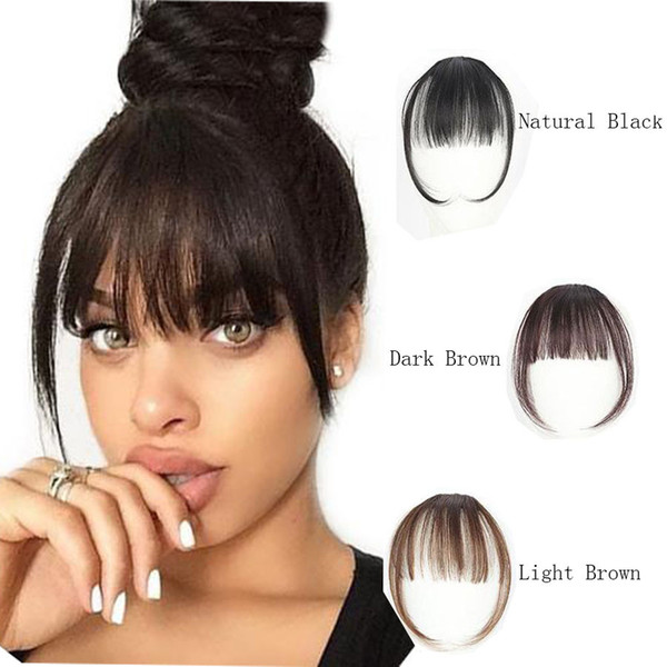 100% Real Human Hair Clip In Bangs Clip On Bangs Extension Hand Tied Hair Extension For Women