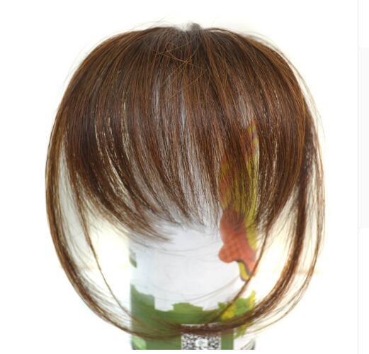 Oubeca Clip In Blunt Bangs Light Brown Thin Fake Fringes Natural Straigth Synthetic Neat Hair Bang Accessories For Girls