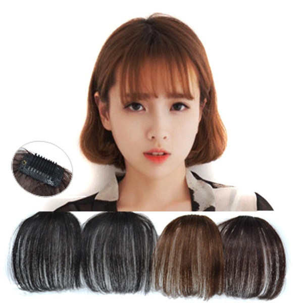 Sara Handmade 100% Human Hair Clip In Natural Air Bangs Fringe Front Bang Hair Extension Hairpiece 3CM*14CM