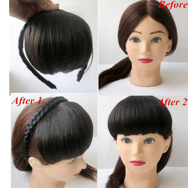 Synthetic Hair bangs hair fringe with Hair Band Darkest Brown fashion hair extensions Accessories hot sale