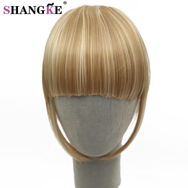 SHANGKE Fringe Clip In Hair Bangs Hairpiece Clip In Hair Extensions Heat Resistant Synthetic Fake Bangs Piece 8 Colors