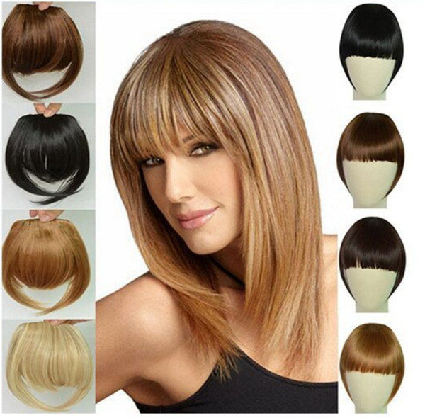 Womens Short Front Neat Bangs Cute Natural Straight Hair Lady Front Neat Bang Fringe Hairpiece RRA593