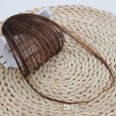 Neat Front False Fringe Thin Clip In Blunt Bangs Black/Brown Hairpiece With High Temperature Synthetic Hair Golden Beauty