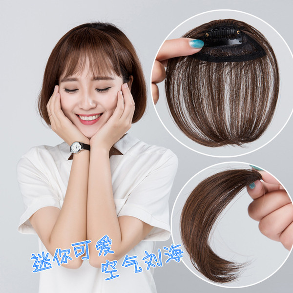 2018 Top Fashion Limited Flequillo Human Hair Clip Bangs Aplique De Cabelo Humano Air Bangs Mini Fake Invisible Natural Lifelikeflowing Sea