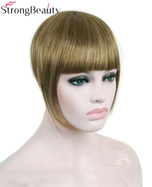 Synthetic Women Short Blonde Brown Black Gold Front Neat Hair Bangs Extension Clip in Hair Piece Fringe Extensions