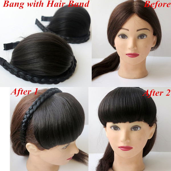 Hair bangs hair fringe with Hair Band synthetic hair Darkest Brown fashion hair extensions Accessories best seling