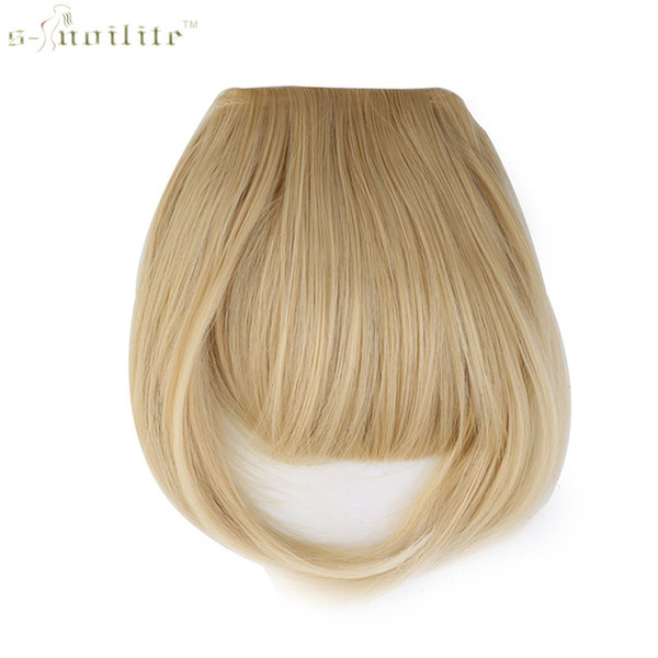 SNOILITE Women Synthetic Clip In Bangs Fringe Hair Extensions Front on Brown Black Blonde One piece only