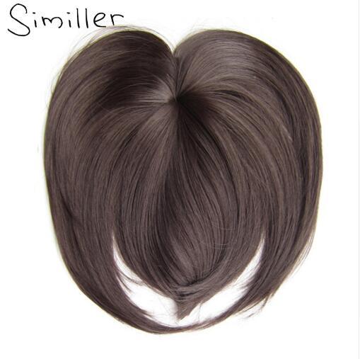 White Black Brown Blonde Fake Fringe Clip In Blunt Bangs Synthetic Hair Extensions With High Temperature Fiber