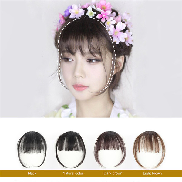 Girl Hair Air Fringe Bang with Hairs on the Temple Front Neat Bangs Girl Hair Extensions Piece